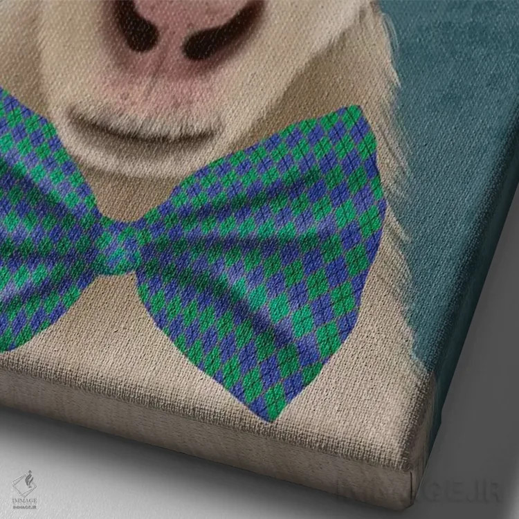 تابلو دکوراتیو بز کتاب خوان اثر فب فانکی - نمای نزدیک بافت بوم