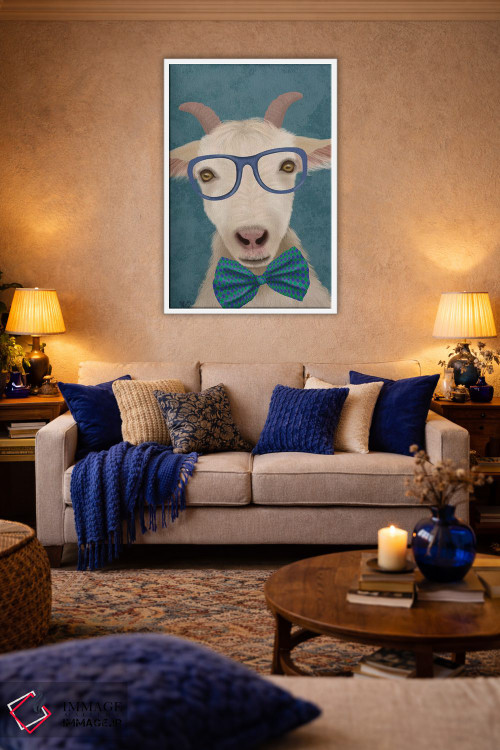 تابلو دکوراتیو بز کتاب خوان اثر فب فانکی - D2W