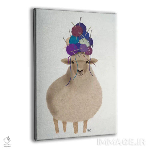 تابلو دکوراتیو گوسفند با کلاه پشمی اثر فب فانکی - نمای پرسپکتیو محصول