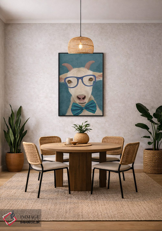 تابلو دکوراتیو بز کتاب خوان اثر فب فانکی - D3B