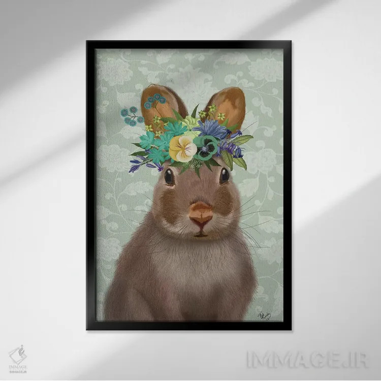 تابلو دکوراتیو خرگوش کولی وار اثر فب فانکی - نمای قابدار مشکی
