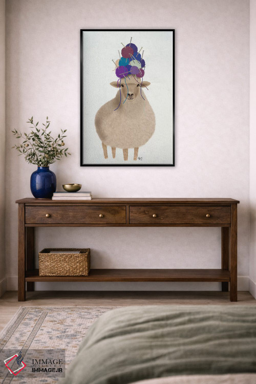 تابلو دکوراتیو گوسفند با کلاه پشمی اثر فب فانکی - D3B