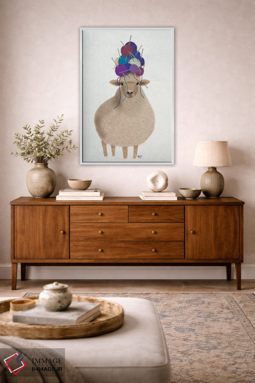 تابلو دکوراتیو گوسفند با کلاه پشمی اثر فب فانکی - D2W
