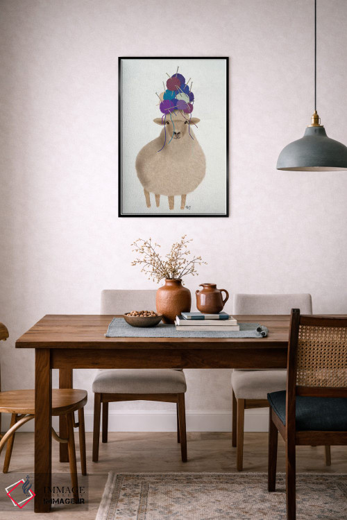 تابلو دکوراتیو گوسفند با کلاه پشمی اثر فب فانکی - D5B