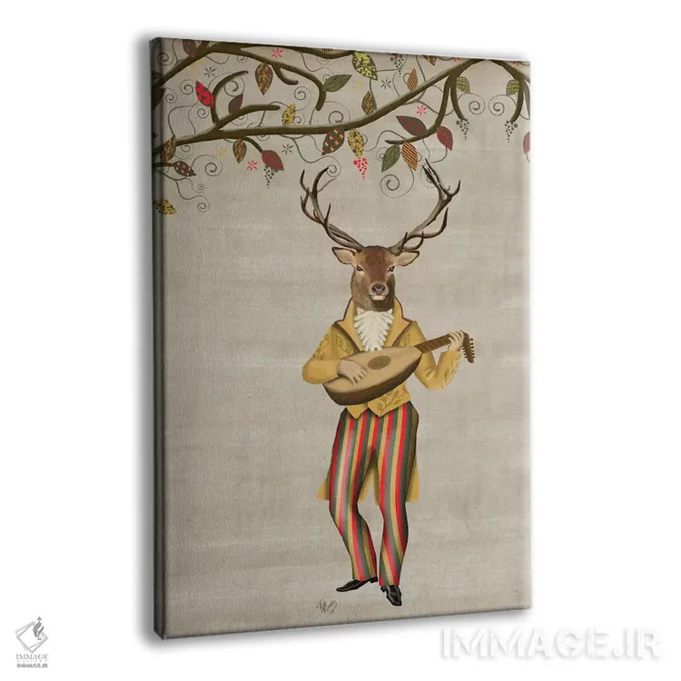 تابلو دکوراتیو گوزن نوازنده ۲ اثر فب فانکی - نمای پرسپکتیو محصول