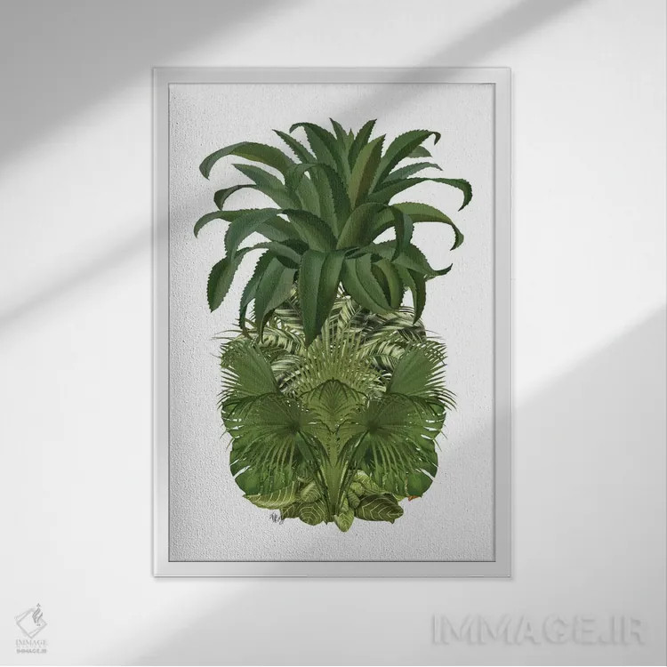 تابلو دکوراتیو آناناس گل دار ۴ اثر فب فانکی - نمای قابدار سفید