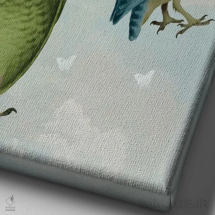 تابلو دکوراتیو جغدها با چتر ۲ اثر فب فانکی - نمای نزدیک بافت بوم