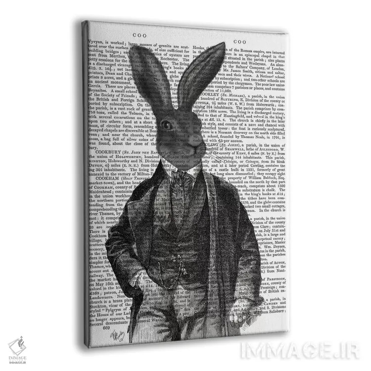 تابلو دکوراتیو آقای خرگوش ویکتوریایی ۱ اثر فب فانکی - نمای پرسپکتیو محصول