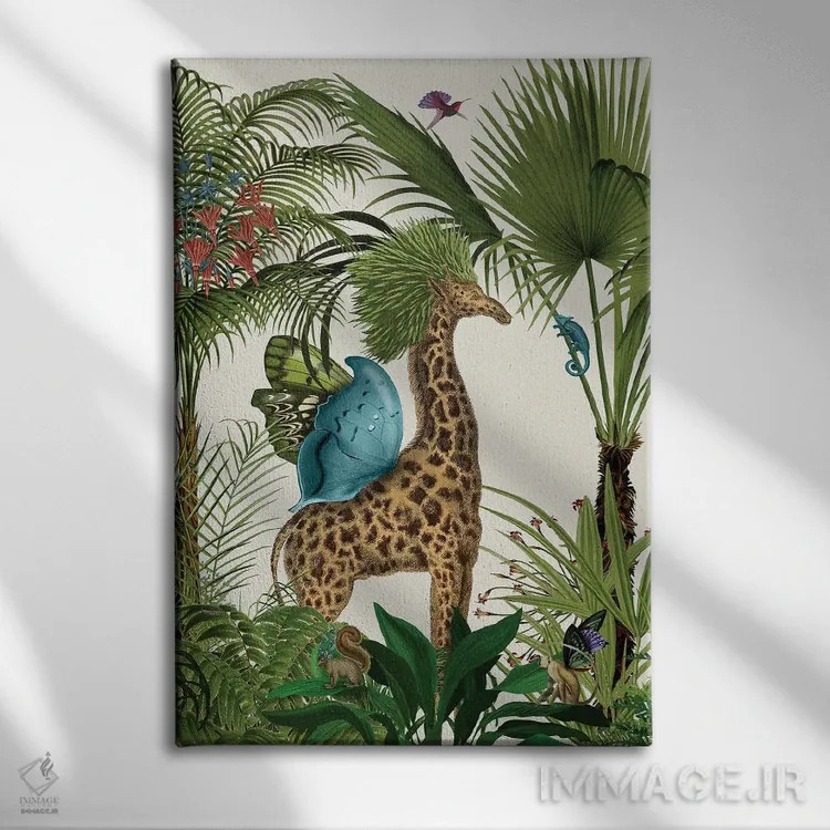 تابلو دکوراتیو زرافه استوایی ۵ اثر فب فانکی - نمای روبهرو روی دیوار