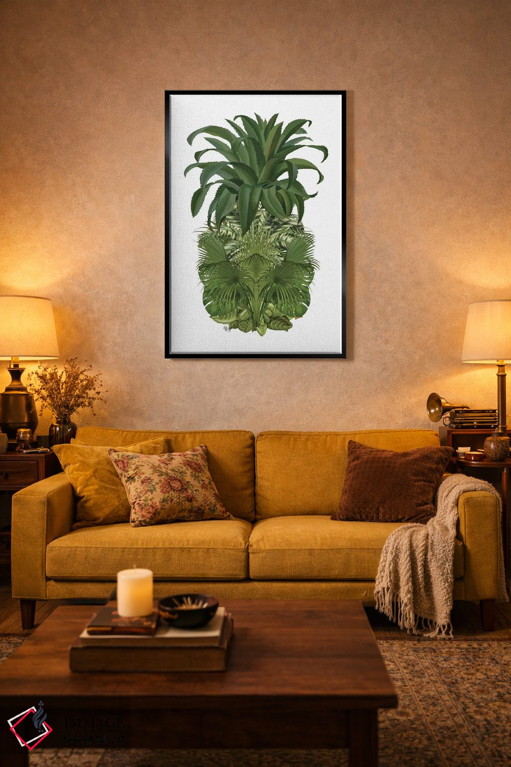 تابلو دکوراتیو آناناس گل دار ۴ اثر فب فانکی - D4B