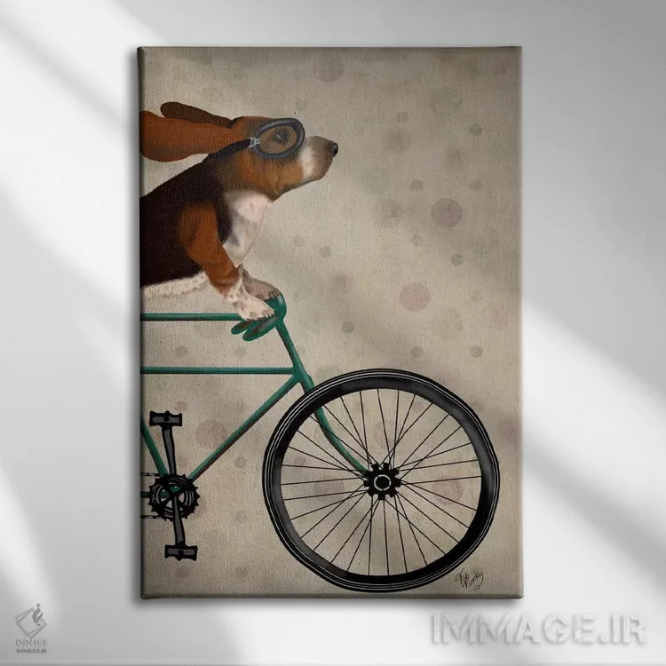 تابلو دکوراتیو بست هاوند دوچرخه سوار اثر فب فانکی - نمای روبهرو روی دیوار