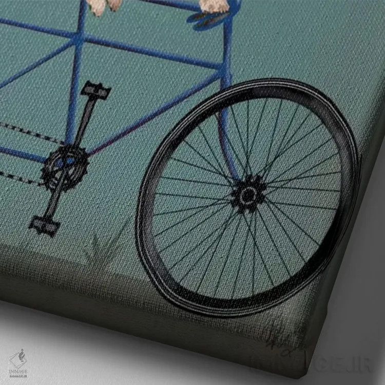 تابلو دکوراتیو بست هاوند دوچرخه دونفره اثر فب فانکی - نمای نزدیک بافت بوم