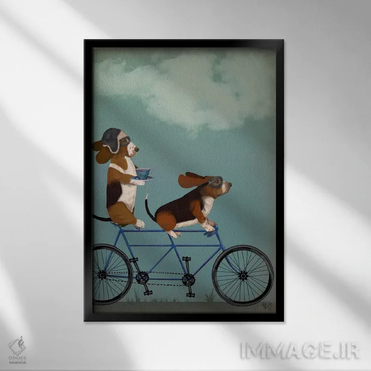 تابلو دکوراتیو بست هاوند دوچرخه دونفره اثر فب فانکی - نمای قابدار مشکی