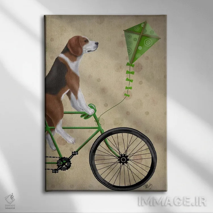 تابلو دکوراتیو بیگل دوچرخه سوار اثر فب فانکی - نمای روبهرو روی دیوار