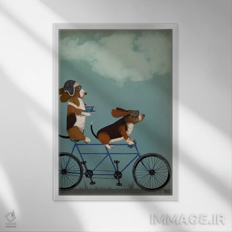 تابلو دکوراتیو بست هاوند دوچرخه دونفره اثر فب فانکی - نمای قابدار سفید