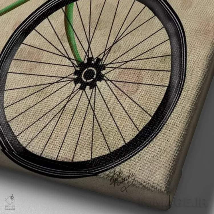 تابلو دکوراتیو بیگل دوچرخه سوار اثر فب فانکی - نمای نزدیک بافت بوم