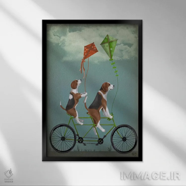 تابلو دکوراتیو بیگل دوچرخه دونفره اثر فب فانکی - نمای قابدار مشکی