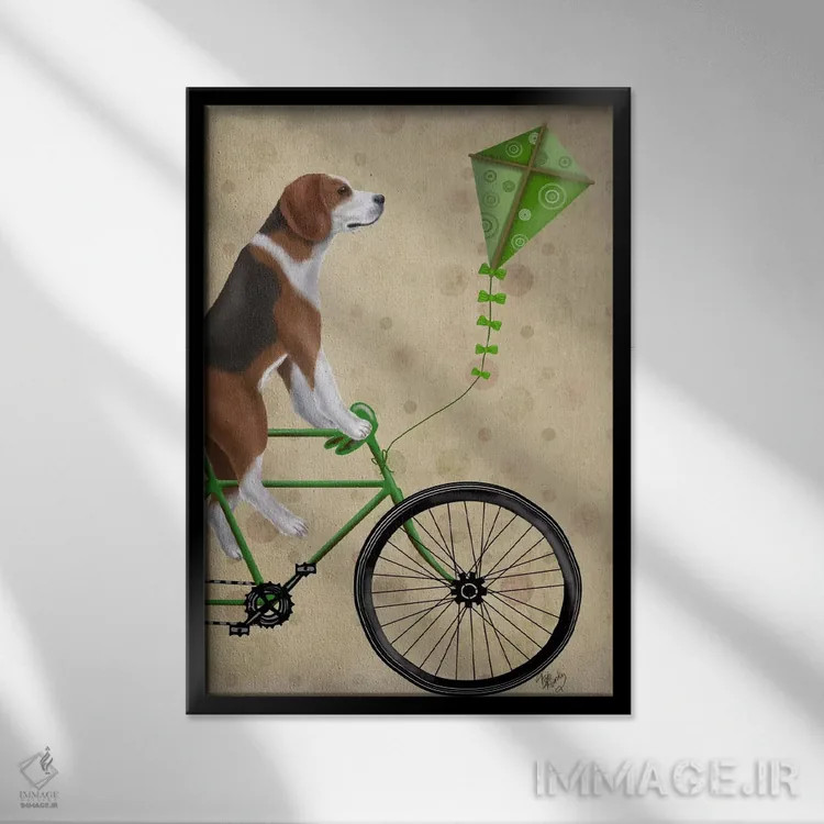 تابلو دکوراتیو بیگل دوچرخه سوار اثر فب فانکی - نمای قابدار مشکی