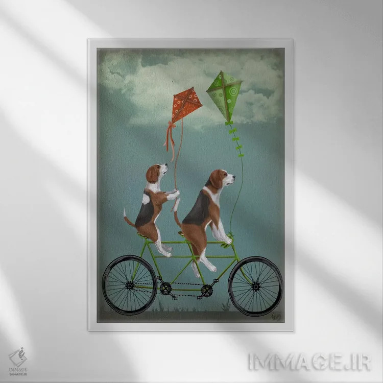 تابلو دکوراتیو بیگل دوچرخه دونفره اثر فب فانکی - نمای قابدار سفید
