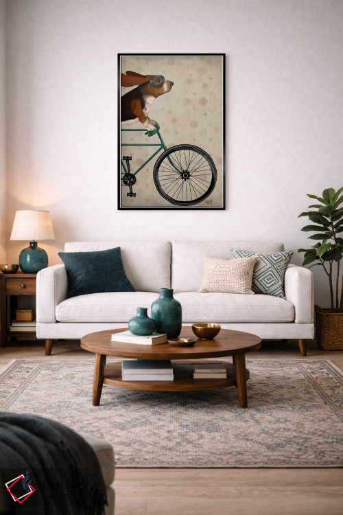 تابلو دکوراتیو بست هاوند دوچرخه سوار اثر فب فانکی - D4B