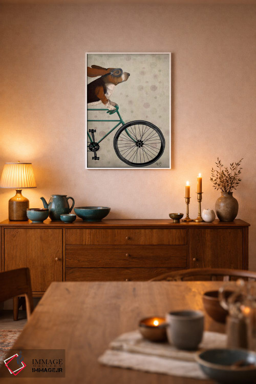تابلو دکوراتیو بست هاوند دوچرخه سوار اثر فب فانکی - D6W