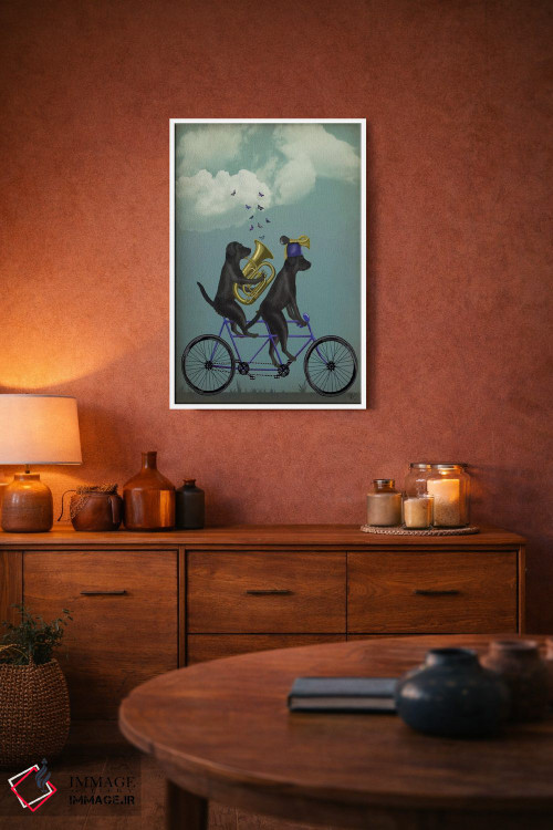 تابلو دکوراتیو لابرادور سیاه دوچرخه دونفره اثر فب فانکی - D3W