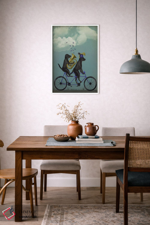 تابلو دکوراتیو لابرادور سیاه دوچرخه دونفره اثر فب فانکی - D6W