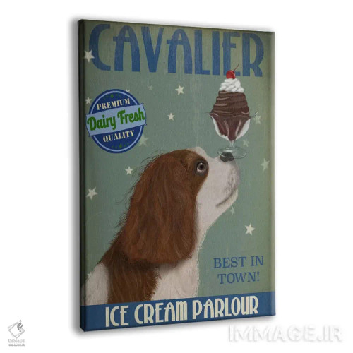 تابلو دکوراتیو کاولیر کینگ چارلز در بستنی فروشی اثر فب فانکی - نمای پرسپکتیو محصول