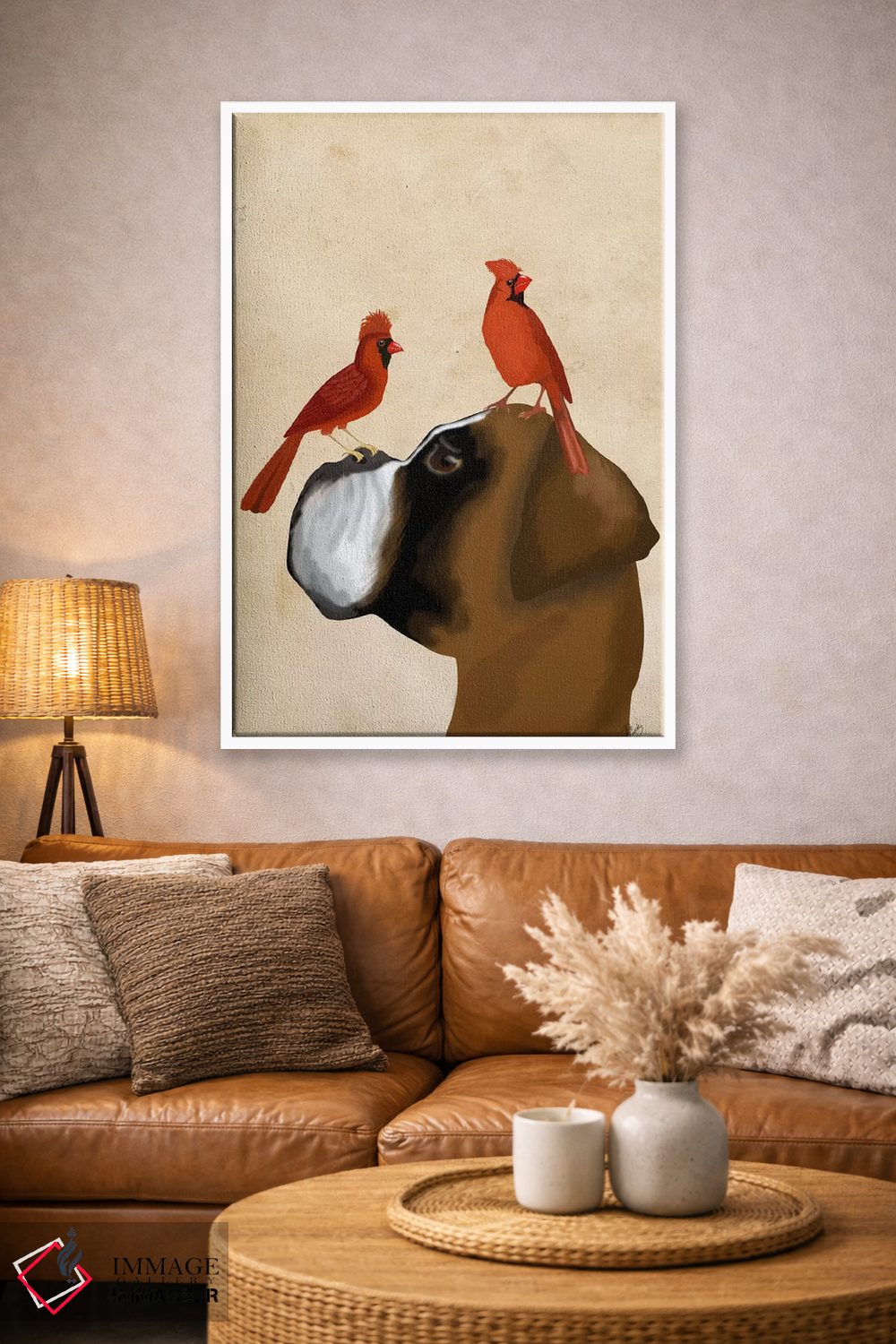 تابلو دکوراتیو بوکسر و کارباورال های قرمز اثر فب فانکی - D3W