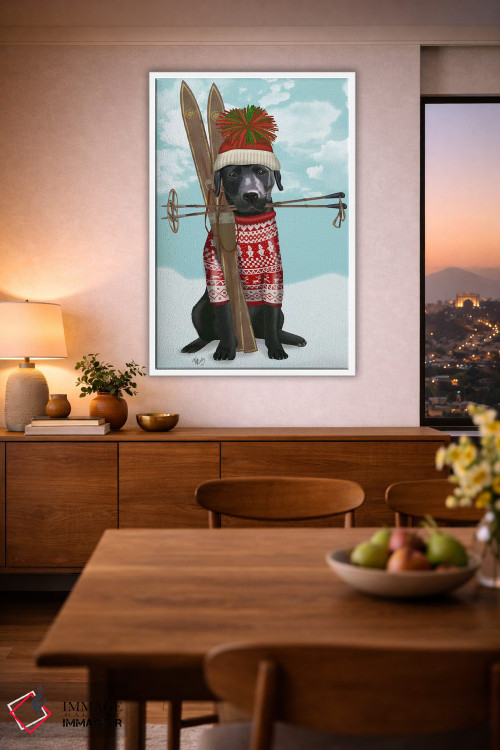 تابلو دکوراتیو لابرادور سیاه، اسکی اثر فب فانکی - D1W