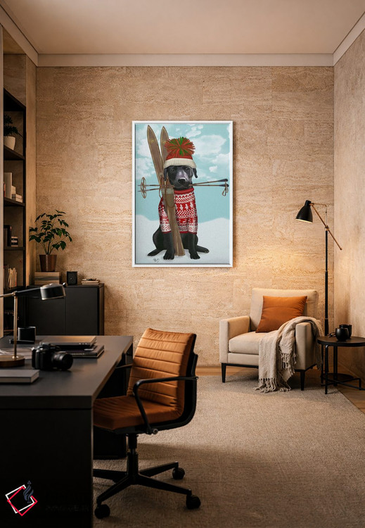 تابلو دکوراتیو لابرادور سیاه، اسکی اثر فب فانکی - D5W