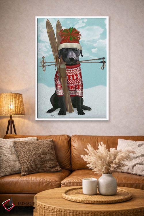 تابلو دکوراتیو لابرادور سیاه، اسکی اثر فب فانکی - D2W