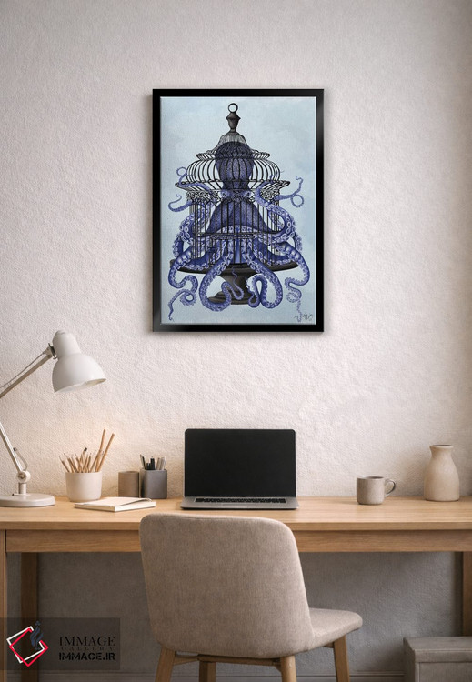 تابلو دکوراتیو اختاپوس آبی در قفس اثر فب فانکی - D2B