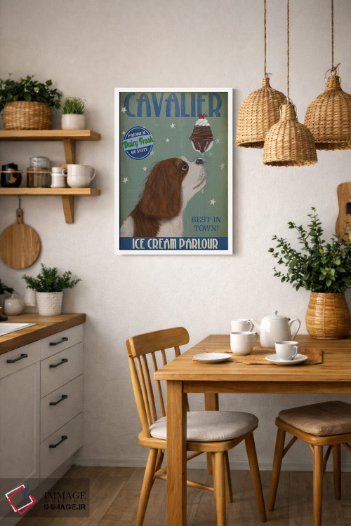 تابلو دکوراتیو کاولیر کینگ چارلز در بستنی فروشی اثر فب فانکی - D2W