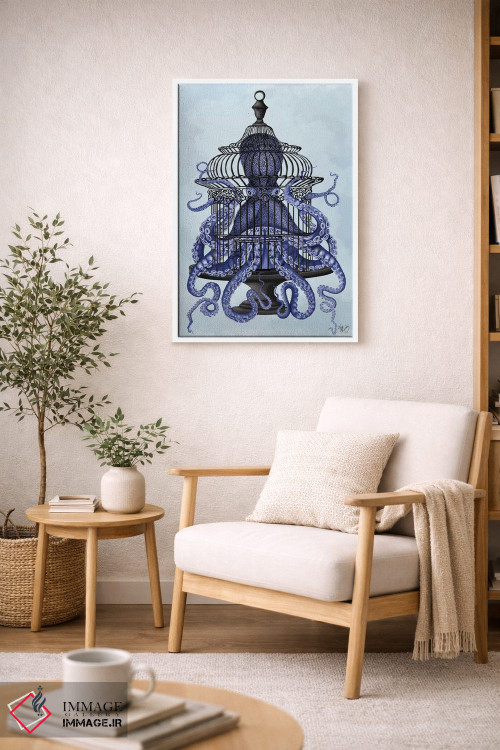 تابلو دکوراتیو اختاپوس آبی در قفس اثر فب فانکی - D5W