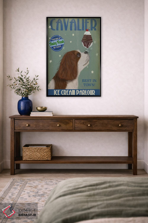 تابلو دکوراتیو کاولیر کینگ چارلز در بستنی فروشی اثر فب فانکی - D4B