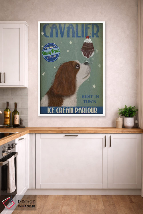 تابلو دکوراتیو کاولیر کینگ چارلز در بستنی فروشی اثر فب فانکی - D3W