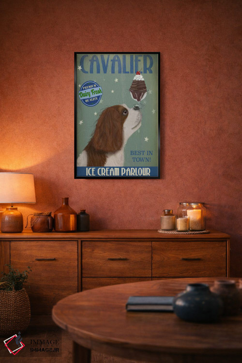 تابلو دکوراتیو کاولیر کینگ چارلز در بستنی فروشی اثر فب فانکی - D5B