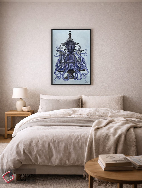 تابلو دکوراتیو اختاپوس آبی در قفس اثر فب فانکی - D6B