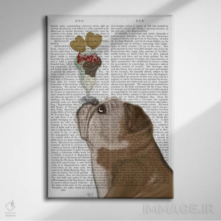 تابلو دکوراتیو بولداگ انگلیسی بستنی خور اثر فب فانکی - نمای روبهرو روی دیوار