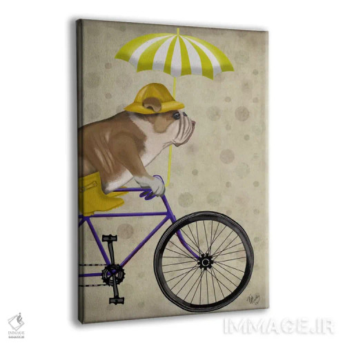 تابلو دکوراتیو بولداگ انگلیسی روی دوچرخه اثر فب فانکی - نمای پرسپکتیو محصول