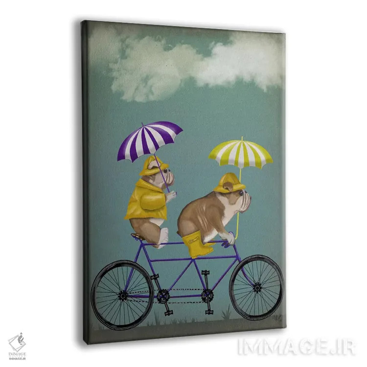 تابلو دکوراتیو بولداگ انگلیسی روی دوچرخه دونفره اثر فب فانکی - نمای پرسپکتیو محصول