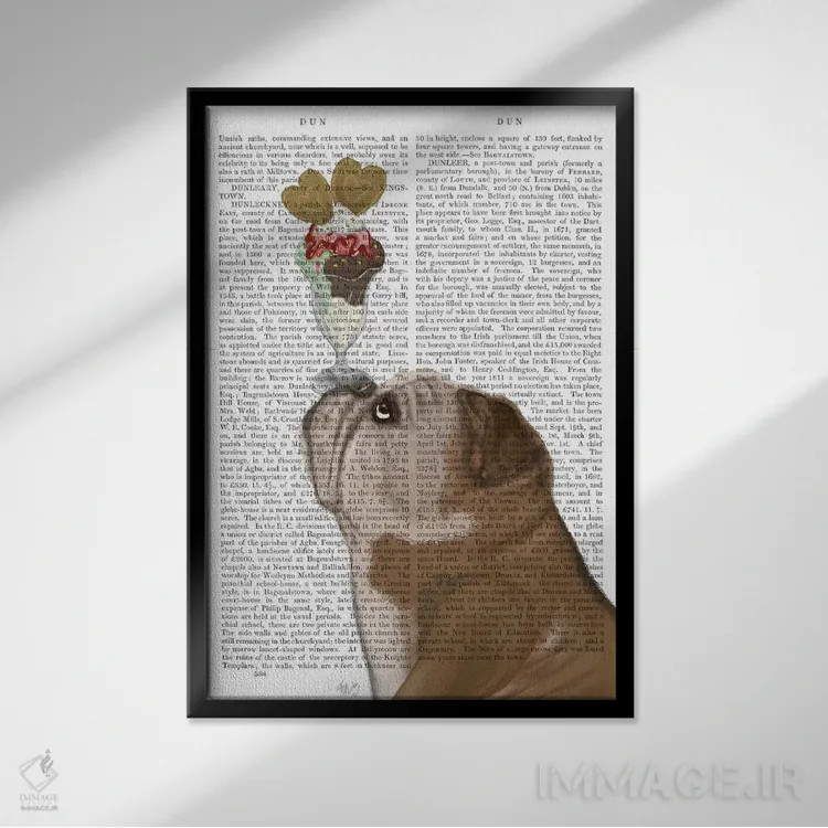 تابلو دکوراتیو بولداگ انگلیسی بستنی خور اثر فب فانکی - نمای قابدار مشکی