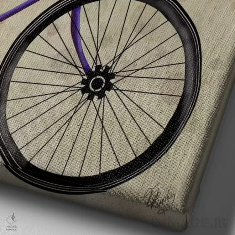 تابلو دکوراتیو بولداگ انگلیسی روی دوچرخه اثر فب فانکی - نمای نزدیک بافت بوم