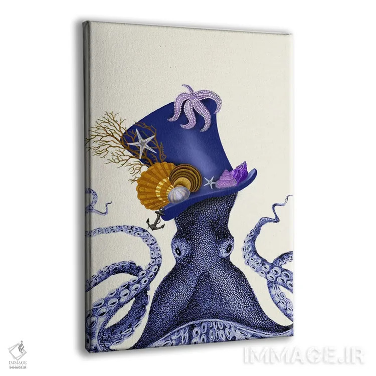 تابلو دکوراتیو اختاپوس با کلاه ملوانی اثر فب فانکی - نمای پرسپکتیو محصول