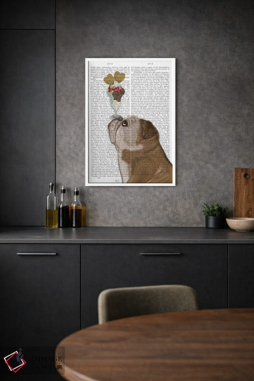 تابلو دکوراتیو بولداگ انگلیسی بستنی خور اثر فب فانکی - D1W