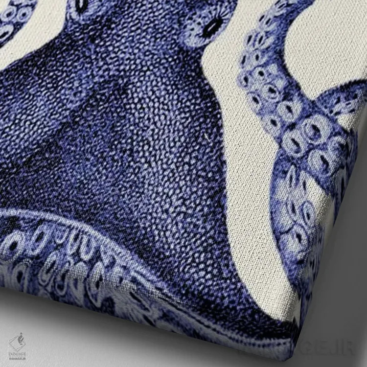 تابلو دکوراتیو اختاپوس با کلاه ملوانی اثر فب فانکی - نمای نزدیک بافت بوم