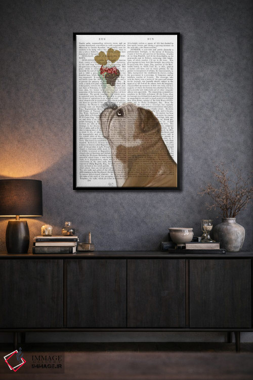 تابلو دکوراتیو بولداگ انگلیسی بستنی خور اثر فب فانکی - D2B