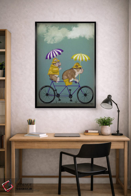 تابلو دکوراتیو بولداگ انگلیسی روی دوچرخه دونفره اثر فب فانکی - D2B
