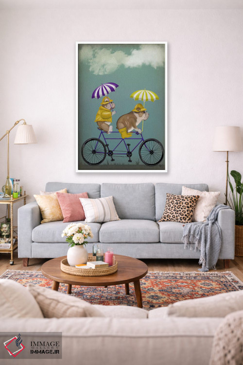 تابلو دکوراتیو بولداگ انگلیسی روی دوچرخه دونفره اثر فب فانکی - D1W